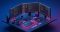 AI-Generated Coder's Workstation Royalty Free Stock Photo