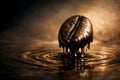 Melting Coffee Bean Dripping Into Dark Liquid With Moody Cinematic Lighting Royalty Free Stock Photo