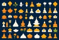 a collection of yellow and orange illustrations with vesak day concepts Royalty Free Stock Photo