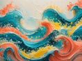 A Colorful Abstract Wave Artwork Featuring Floating Particles in a Beautiful Design.