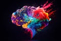 AI generated colorful brain with paint splashes symbolizing creativity imagination inspiration and the burst of new ideas Royalty Free Stock Photo