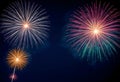 colorful fireworks on the dark night sky background Royalty Free Stock Photo