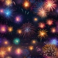 AI generated colourful fireworks adorning the night skies