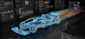 Computational Fluid Dynamics (CFD) analysis of a F1 car Royalty Free Stock Photo