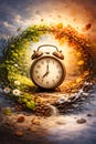 Conceptual Clock Representing Seasons Change Life Cycle And Passage Of Time Royalty Free Stock Photo