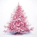 Conceptual Fine Line Art Drawing Pink White Christmas Tree
