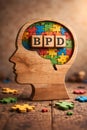 Borderline Personality Disorder Concept With Puzzle Brain Inside Human Head Shape Royalty Free Stock Photo