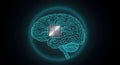 Digital Brain Microprocessor: High-Tech Intelligence and Neural Network Processing Power. Royalty Free Stock Photo