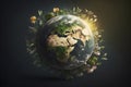 Ai generated. Conceptual image of planet Earth. Ecology concept. Earth day, World environment day, 22 April, Green earth, tree Royalty Free Stock Photo