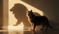 Inspirational Cat With Lion Shadow Symbolizing Confidence Strength And Potential Royalty Free Stock Photo