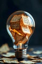 Preserved Thoughts And Fragile Memories Written On Paper Inside A Glowing Light Bulb Royalty Free Stock Photo