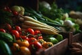 Vegetables harvest in a naural countrystyle environment