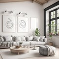 Ai generated a cozy living room with modern furniture and wall decor