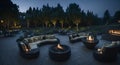Ai generated a cozy outdoor fire pit surrounded by a stone patio Royalty Free Stock Photo