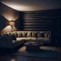 Ai generated a cozy and stylish living room with comfortable furniture and elegant lighting Royalty Free Stock Photo