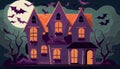 Spooky Haunted House Illustration, Made with Generative AI