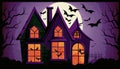 Spooky Haunted House Illustration, Made with Generative AI