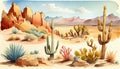 Desert Cactus Illustration, Made with Generative AI Royalty Free Stock Photo