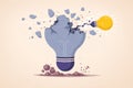 AI generated creative concept of broken light bulb releasing new glowing bulb representing breakthrough innovation creative Royalty Free Stock Photo