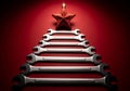 AI generated. Wrench Christmas Tree with Star Topper on Red Background Royalty Free Stock Photo