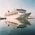 AI generated cruise ship moored at a dock Royalty Free Stock Photo