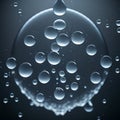 AI generated crystal clear water drops and air bubbles floating in zero gravity Royalty Free Stock Photo