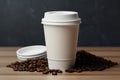 Ai generated cup of freshly brewed black coffee in stylish plain eco-cups.