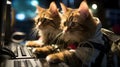 AI-Generated: Cute Cat as a Gamer Programmer with Headphones in Nighttime Coding Session