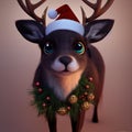 AI generated cute Christmas deer character