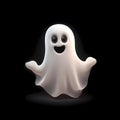 AI generated cute 3d ghost isolated on black background