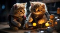 AI-Generated: Cute Kittens as Electrical Engineers Playing with Toys at Night Imaginative Engineering Fun