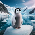 AI generated cute penguin standing on an ice floe