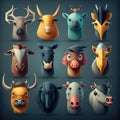 ai generated cute various funny avatar animal head