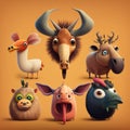 ai generated cute various funny avatar animal head