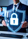Professional Cyber Security Protection Concept With Digital Shield And Data Safety Interface Royalty Free Stock Photo