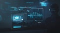 AI generated cyber war room command center with real time data analytics dashboard Royalty Free Stock Photo