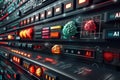 Cybernetic AI Control Panel with Neon Glow, Advanced Technology, Futuristic Tech, Digital Innovation