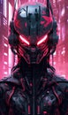 AI generated Cyberpunk Ninja Warrior with red eyes