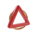AI Generated Glossy red triangle with gold ring 3d shape on transparent background Royalty Free Stock Photo