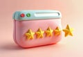 AI Generated 3D Pink Putty Style Browser Window with 5 Gold Star Review Royalty Free Stock Photo