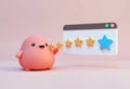 AI Generated Cute Blob Character with a Star Rating Browser Window Royalty Free Stock Photo