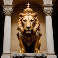 AI generated 3D image of a Lion wearing a crown
