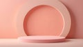 3d render of a pink oval stage with a pink background