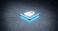 Glowing Padlock on Microchip: Visualizing High-Tech Cybersecurity and Data Protection for IT Infrastructure Royalty Free Stock Photo