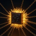 AI Generated 3D Rendering of Vault Surrounded by Gold Chains