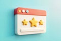 AI Generated 3D Toy Browser Window With Star Ratings on a Pale Blue Background and Red Toolbar