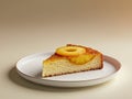 Delicious Pineapple Upside Down Cake Slice on White Plate. Royalty Free Stock Photo