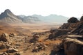 barren desert landscape. transparent background. Desert landscape. rocky alien planet. Mars surface.