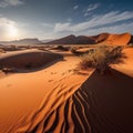 AI generated desert landscapeunder blue sky