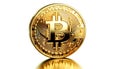 Golden Bitcoin Symbol Reflecting Digital Wealth And Future Finance Concept Royalty Free Stock Photo